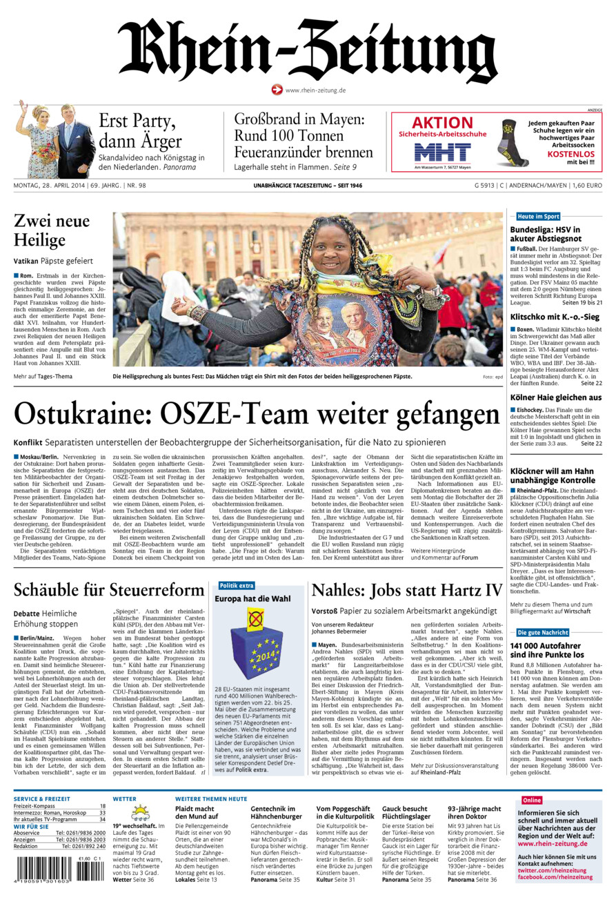 Rhein-Zeitung Andernach & Mayen vom Montag, 28.04.2014