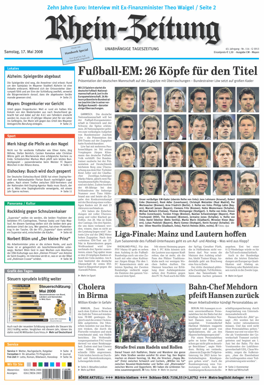 Rhein-Zeitung Andernach & Mayen vom Samstag, 17.05.2008