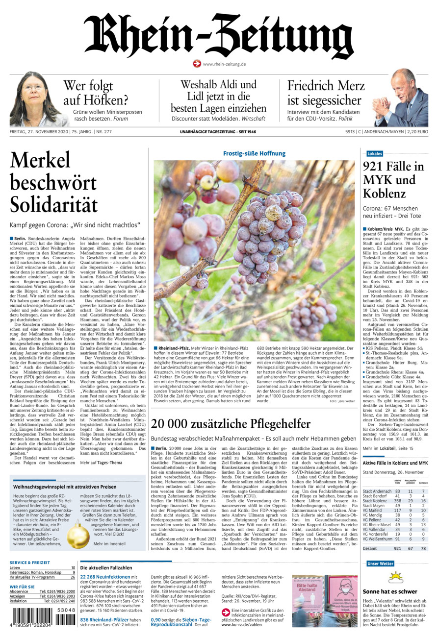 Rhein-Zeitung Andernach & Mayen vom Freitag, 27.11.2020