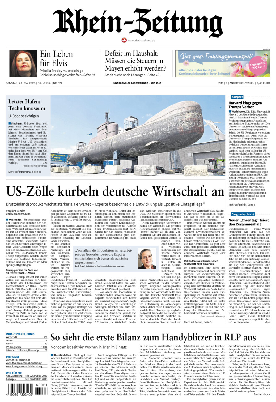 Rhein-Zeitung Andernach & Mayen vom Samstag, 24.05.2025