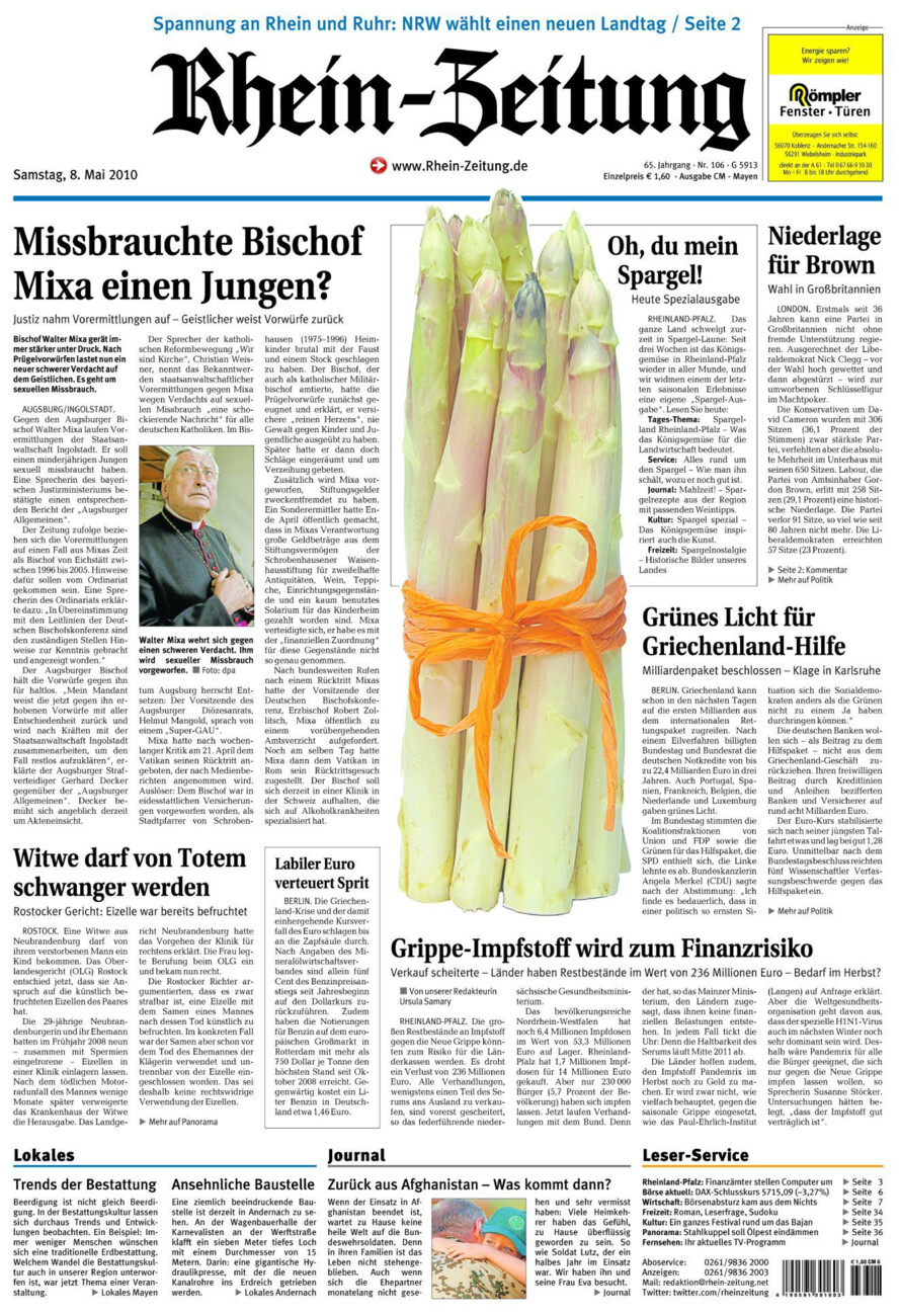 Rhein-Zeitung Andernach & Mayen vom Samstag, 08.05.2010