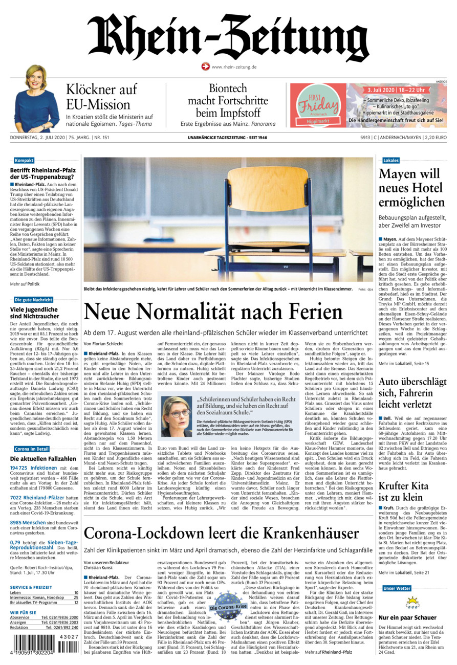 Rhein-Zeitung Andernach & Mayen vom Donnerstag, 02.07.2020