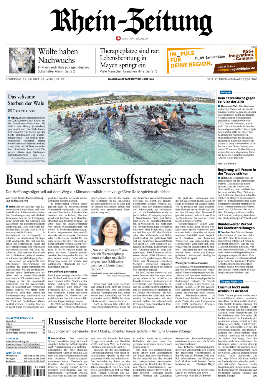 Rhein-Zeitung Andernach & Mayen vom Donnerstag, 27.07.2023