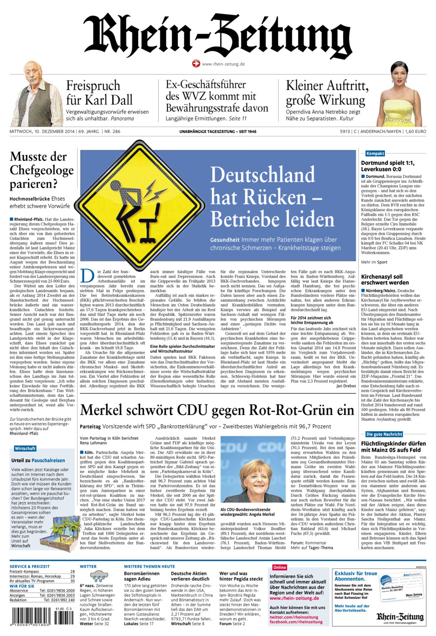 Rhein-Zeitung Andernach & Mayen vom Mittwoch, 10.12.2014