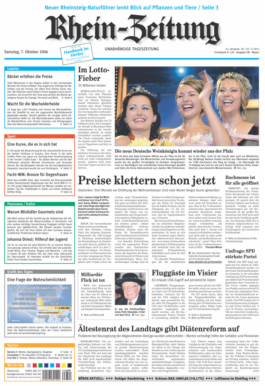 Rhein-Zeitung Andernach & Mayen vom Samstag, 07.10.2006