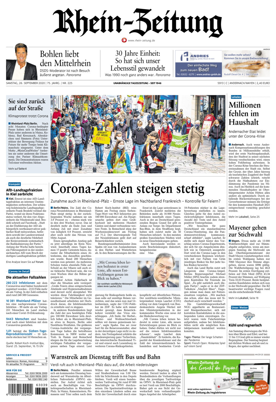 Rhein-Zeitung Andernach & Mayen vom Samstag, 26.09.2020