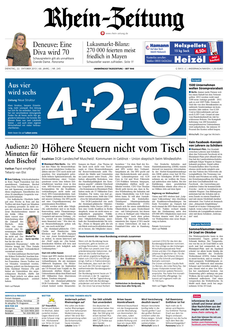 Rhein-Zeitung Andernach & Mayen vom Dienstag, 22.10.2013