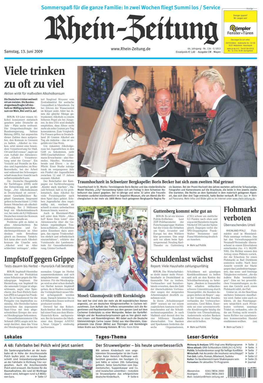 Rhein-Zeitung Andernach & Mayen vom Samstag, 13.06.2009