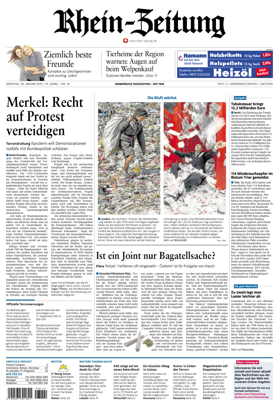 Rhein-Zeitung Andernach & Mayen vom Dienstag, 20.01.2015