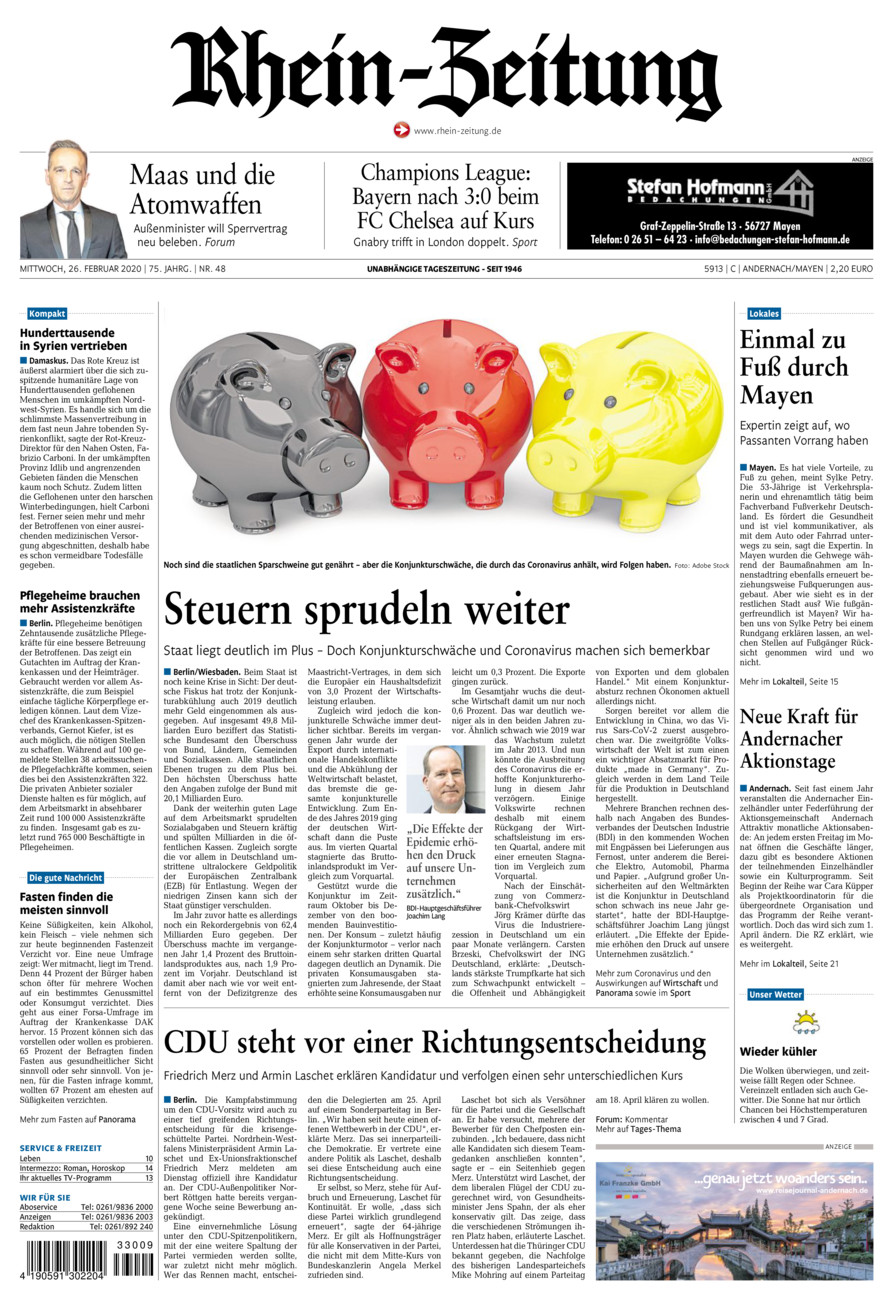 Rhein-Zeitung Andernach & Mayen vom Mittwoch, 26.02.2020