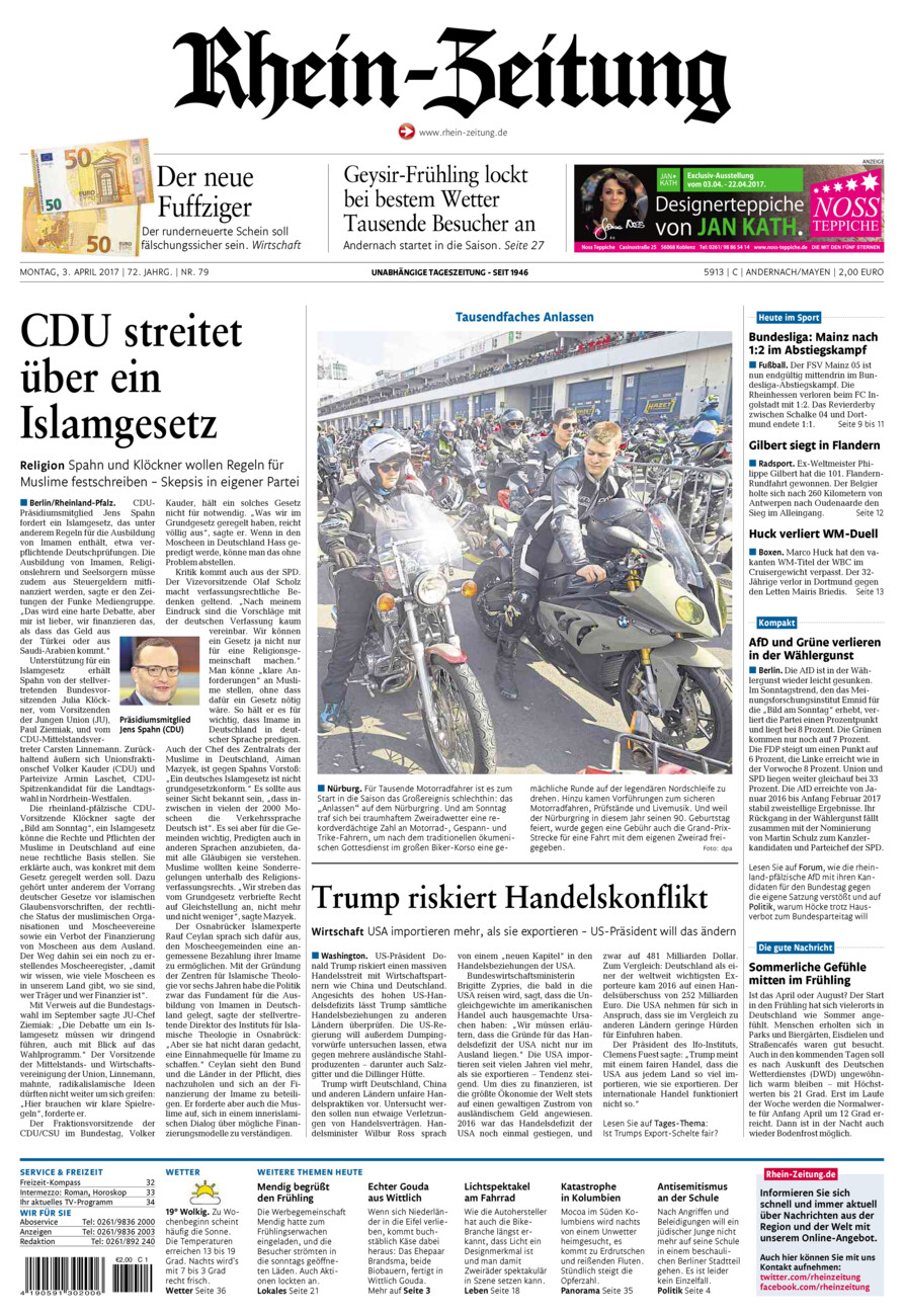 Rhein-Zeitung Andernach & Mayen vom Montag, 03.04.2017
