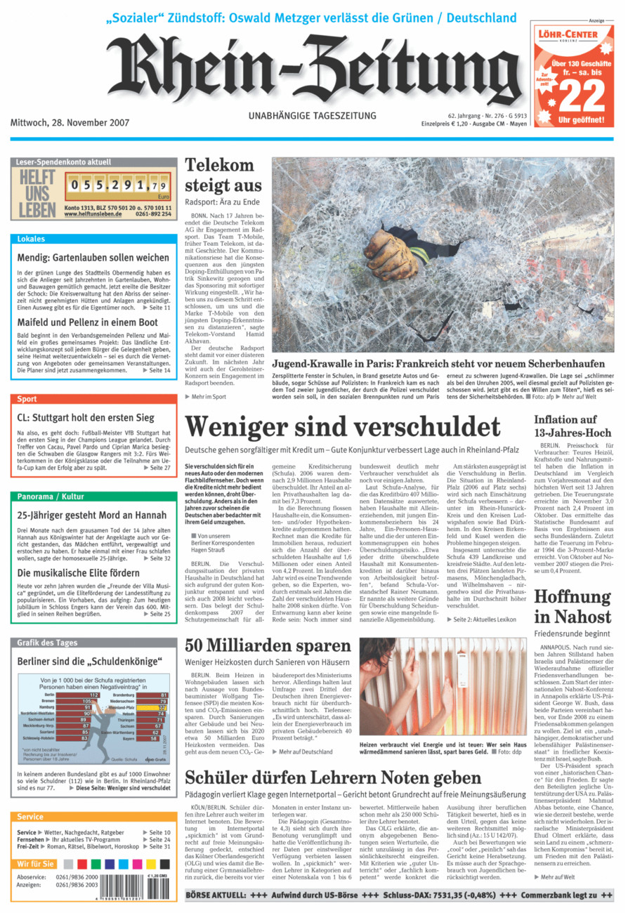 Rhein-Zeitung Andernach & Mayen vom Mittwoch, 28.11.2007