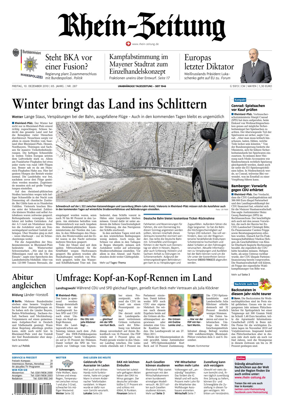 Rhein-Zeitung Andernach & Mayen vom Freitag, 10.12.2010