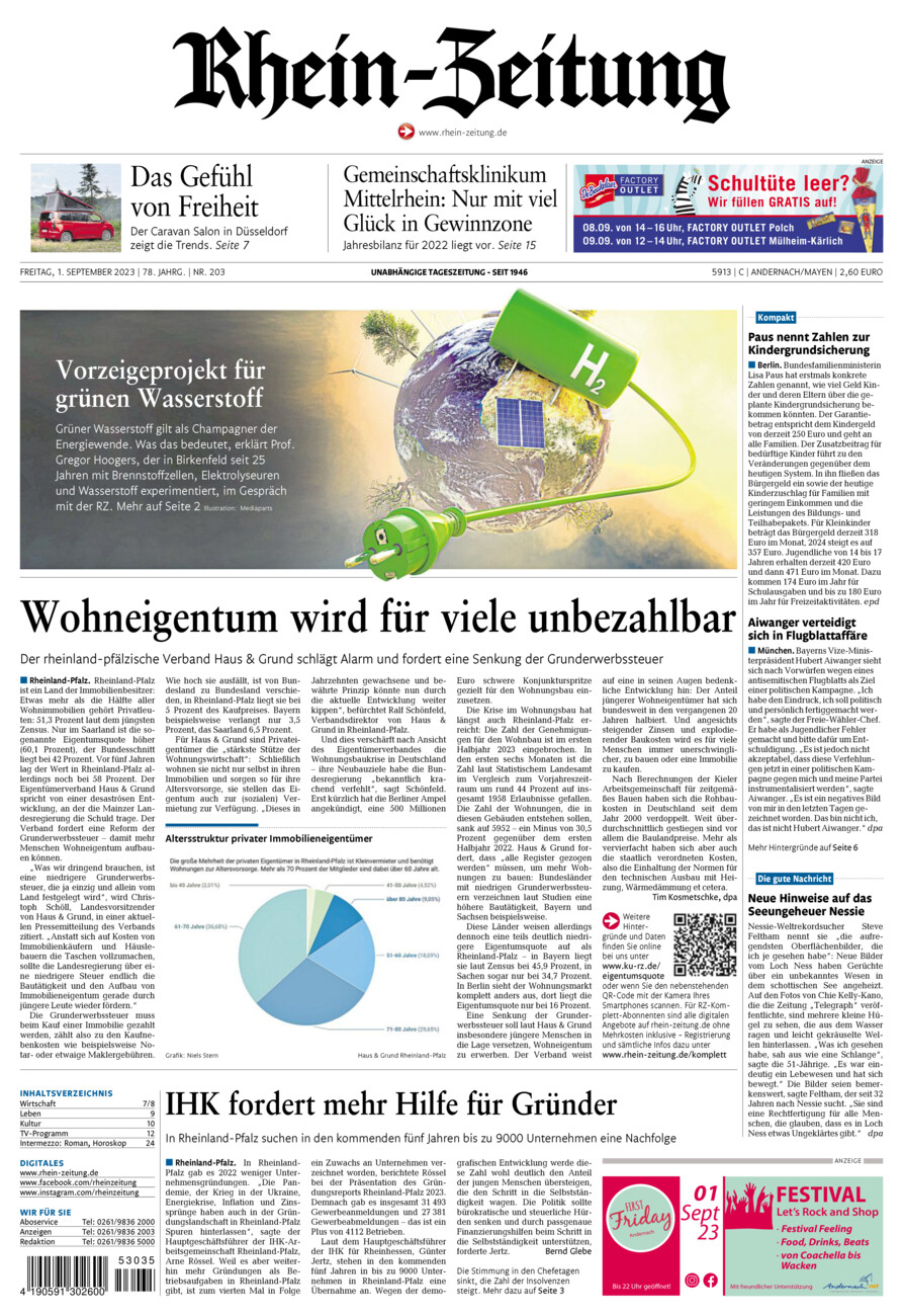 Rhein-Zeitung Andernach & Mayen vom Freitag, 01.09.2023