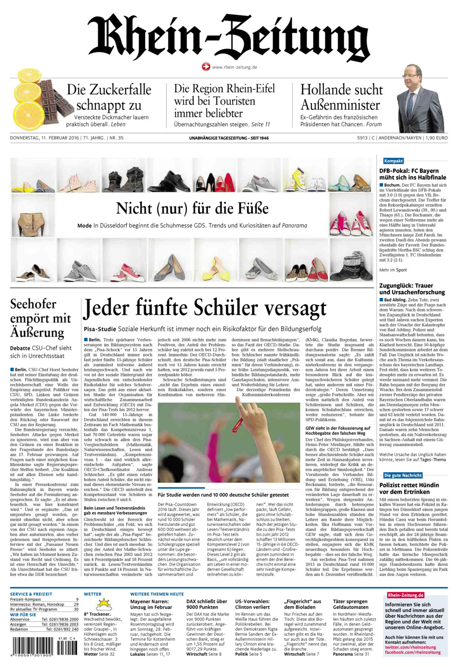Rhein-Zeitung Andernach & Mayen vom Donnerstag, 11.02.2016