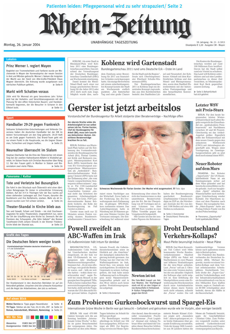 Rhein-Zeitung Andernach & Mayen vom Montag, 26.01.2004