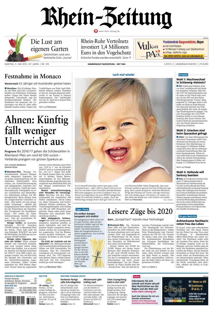 Rhein-Zeitung Andernach & Mayen vom Samstag, 05.05.2012