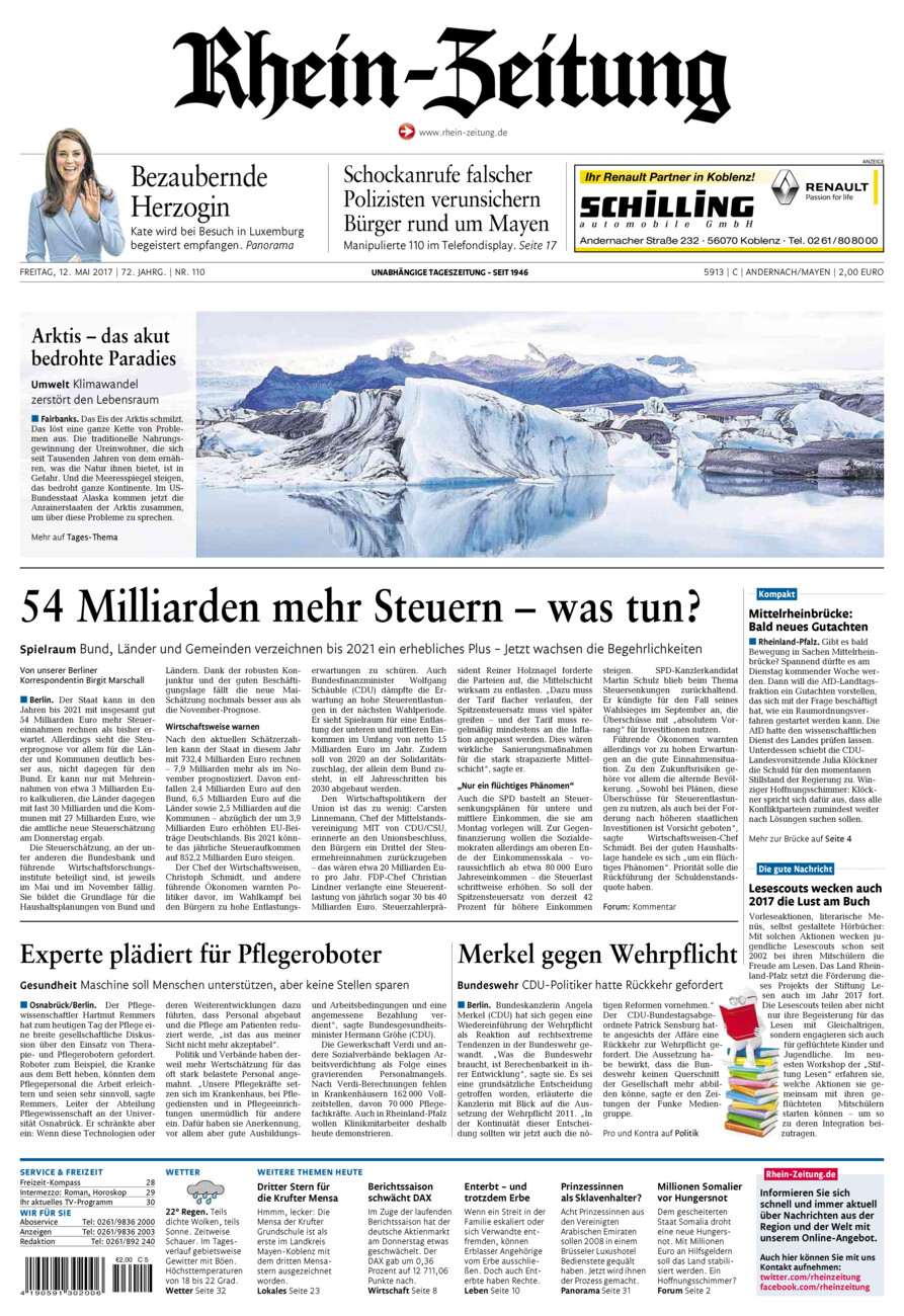Rhein-Zeitung Andernach & Mayen vom Freitag, 12.05.2017