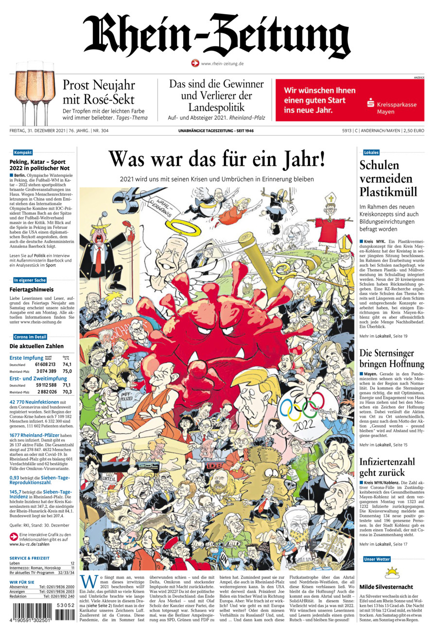 Rhein-Zeitung Andernach & Mayen vom Freitag, 31.12.2021