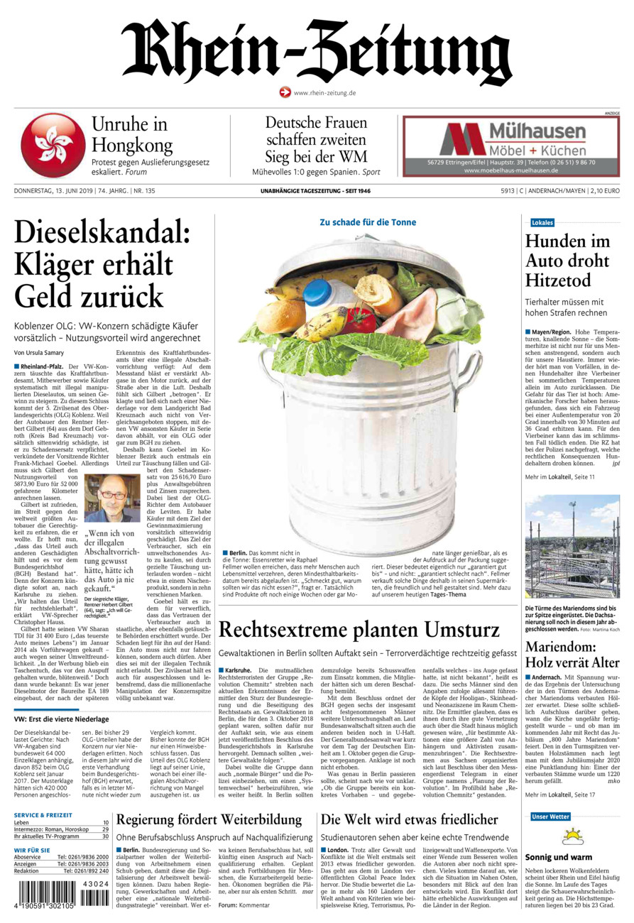Rhein-Zeitung Andernach & Mayen vom Donnerstag, 13.06.2019