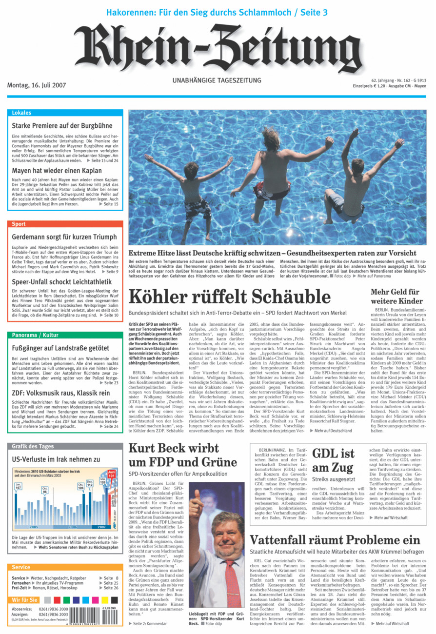 Rhein-Zeitung Andernach & Mayen vom Montag, 16.07.2007