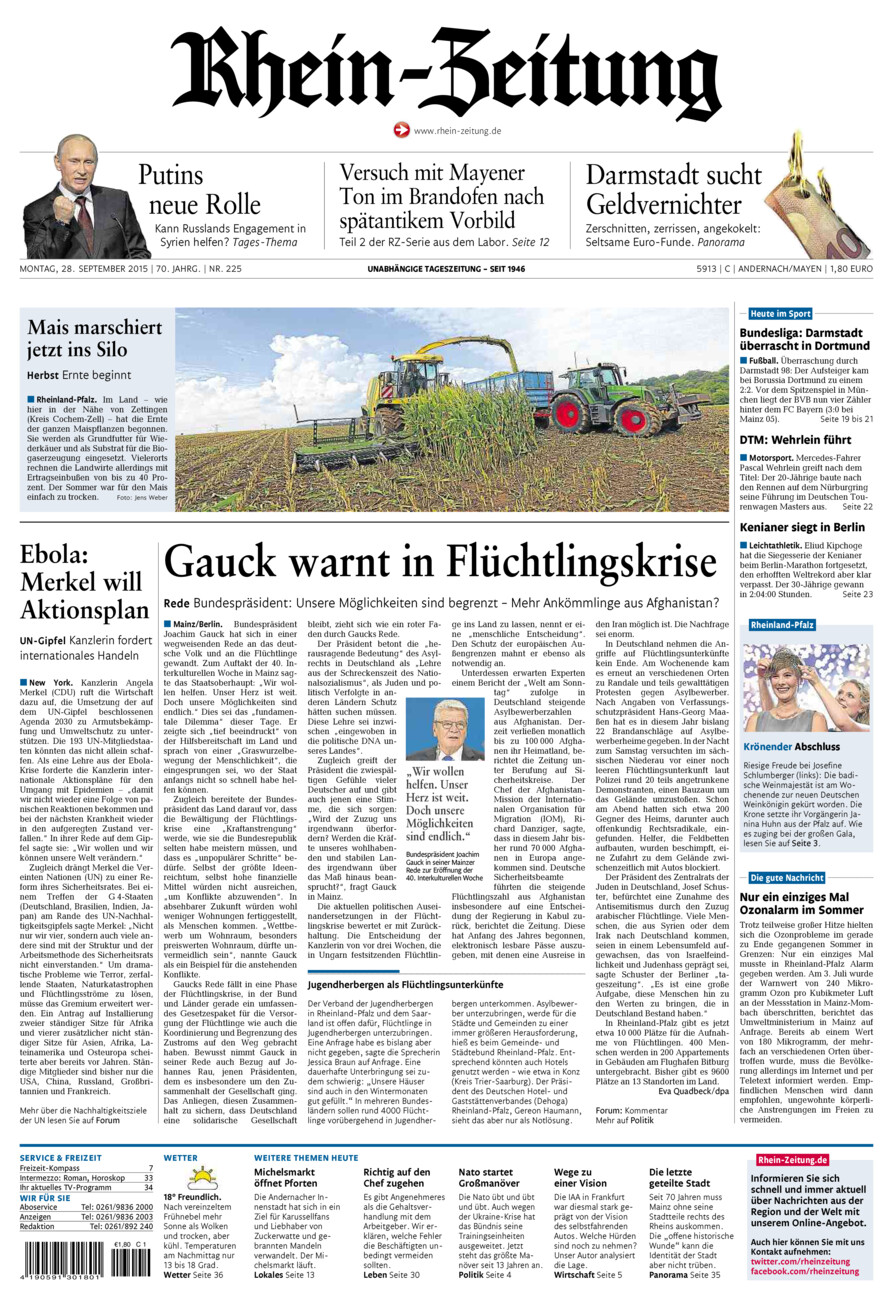 Rhein-Zeitung Andernach & Mayen vom Montag, 28.09.2015