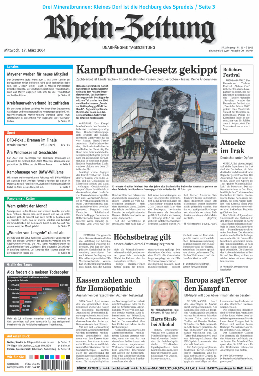 Rhein-Zeitung Andernach & Mayen vom Mittwoch, 17.03.2004