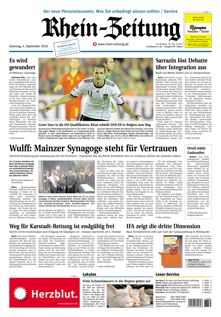 Rhein-Zeitung Andernach & Mayen vom Samstag, 04.09.2010