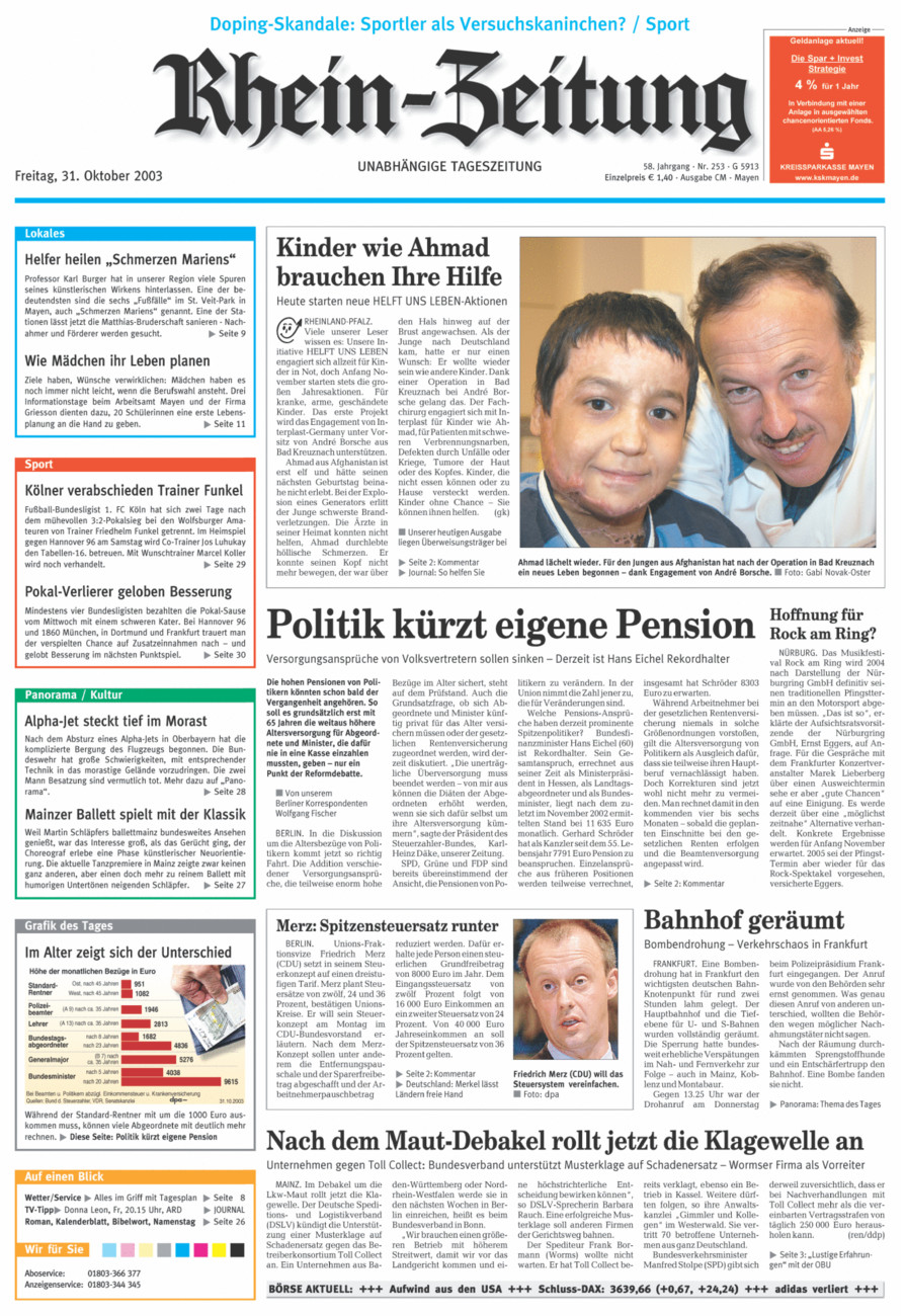 Rhein-Zeitung Andernach & Mayen vom Freitag, 31.10.2003