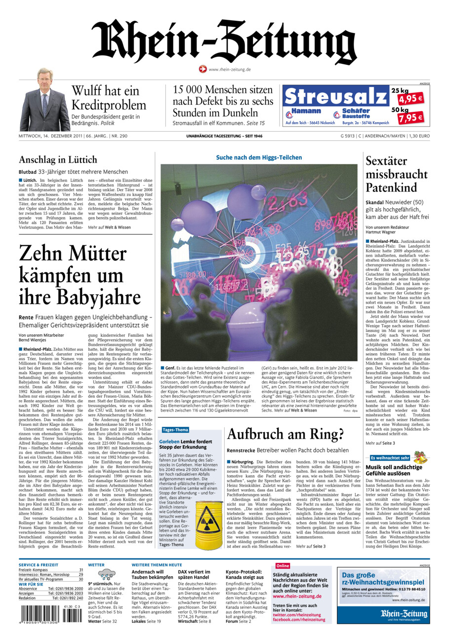 Rhein-Zeitung Andernach & Mayen vom Mittwoch, 14.12.2011