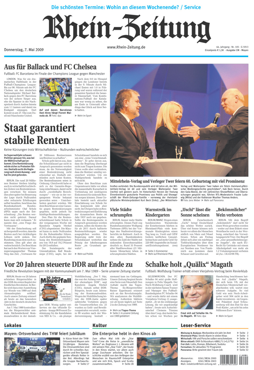 Rhein-Zeitung Andernach & Mayen vom Donnerstag, 07.05.2009