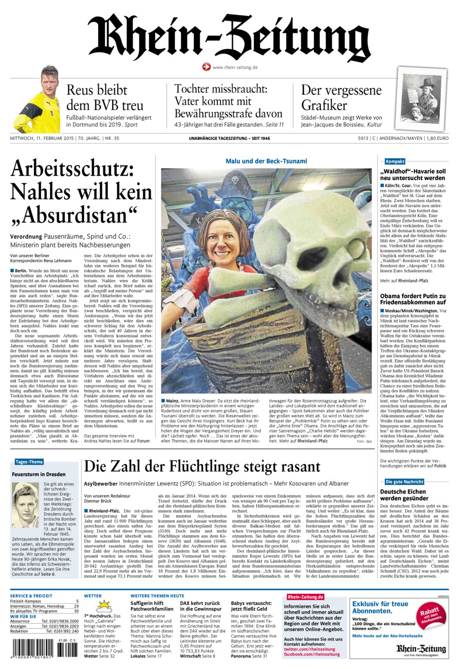 Rhein-Zeitung Andernach & Mayen vom Mittwoch, 11.02.2015