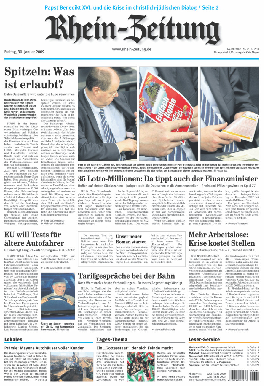 Rhein-Zeitung Andernach & Mayen vom Freitag, 30.01.2009