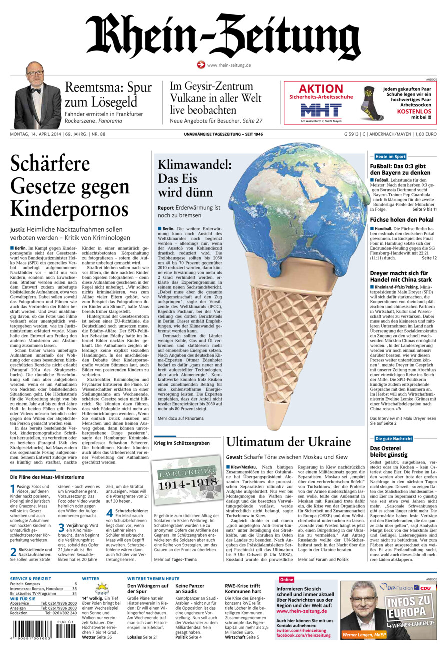 Rhein-Zeitung Andernach & Mayen vom Montag, 14.04.2014