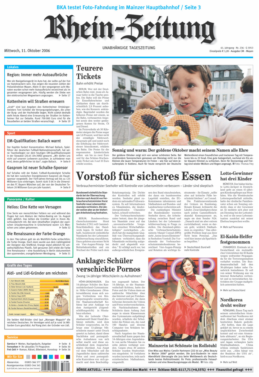 Rhein-Zeitung Andernach & Mayen vom Mittwoch, 11.10.2006