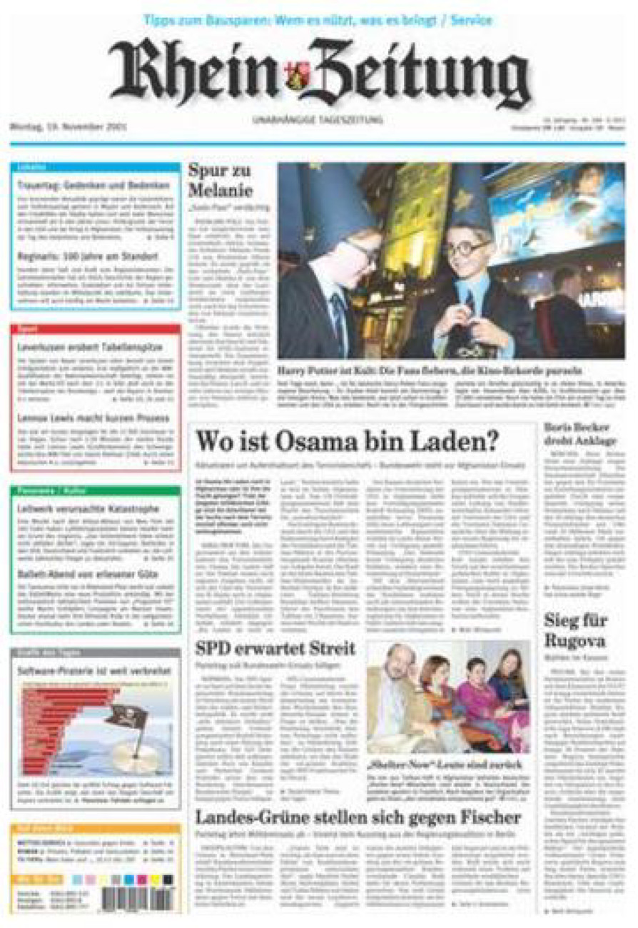 Rhein-Zeitung Andernach & Mayen vom Montag, 19.11.2001