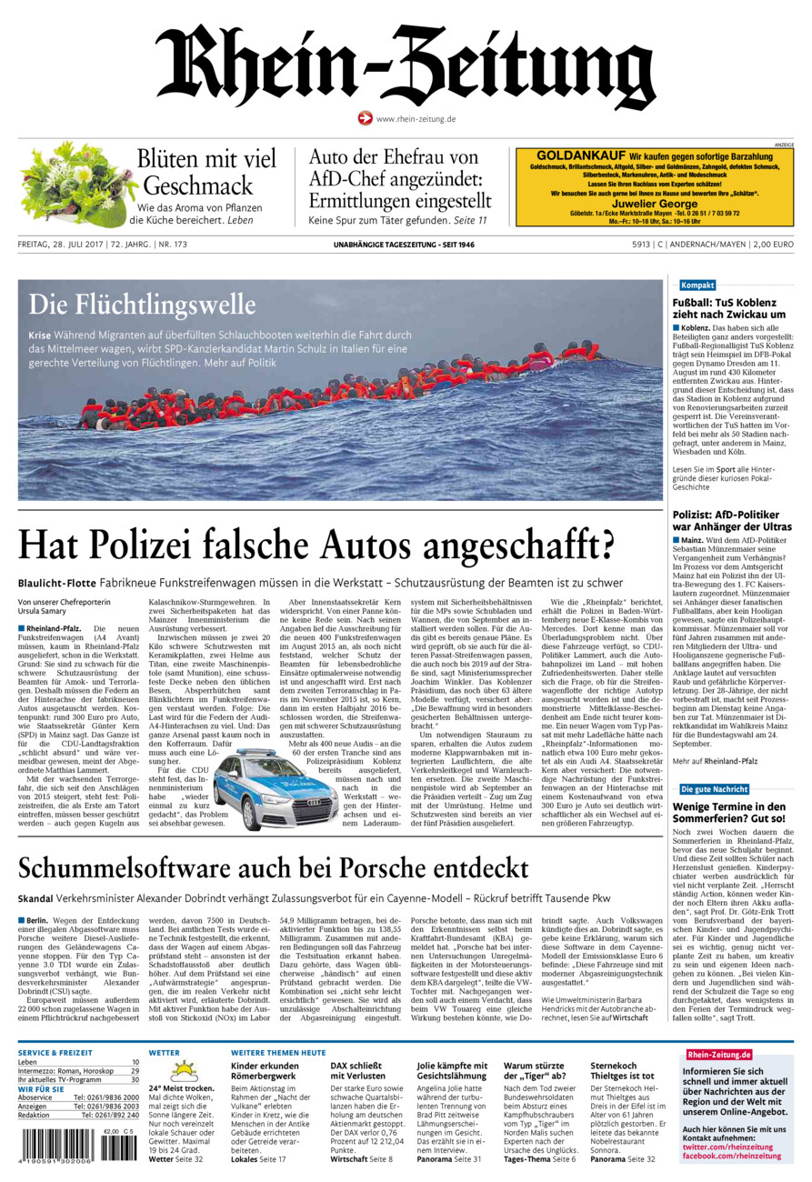 Rhein-Zeitung Andernach & Mayen vom Freitag, 28.07.2017