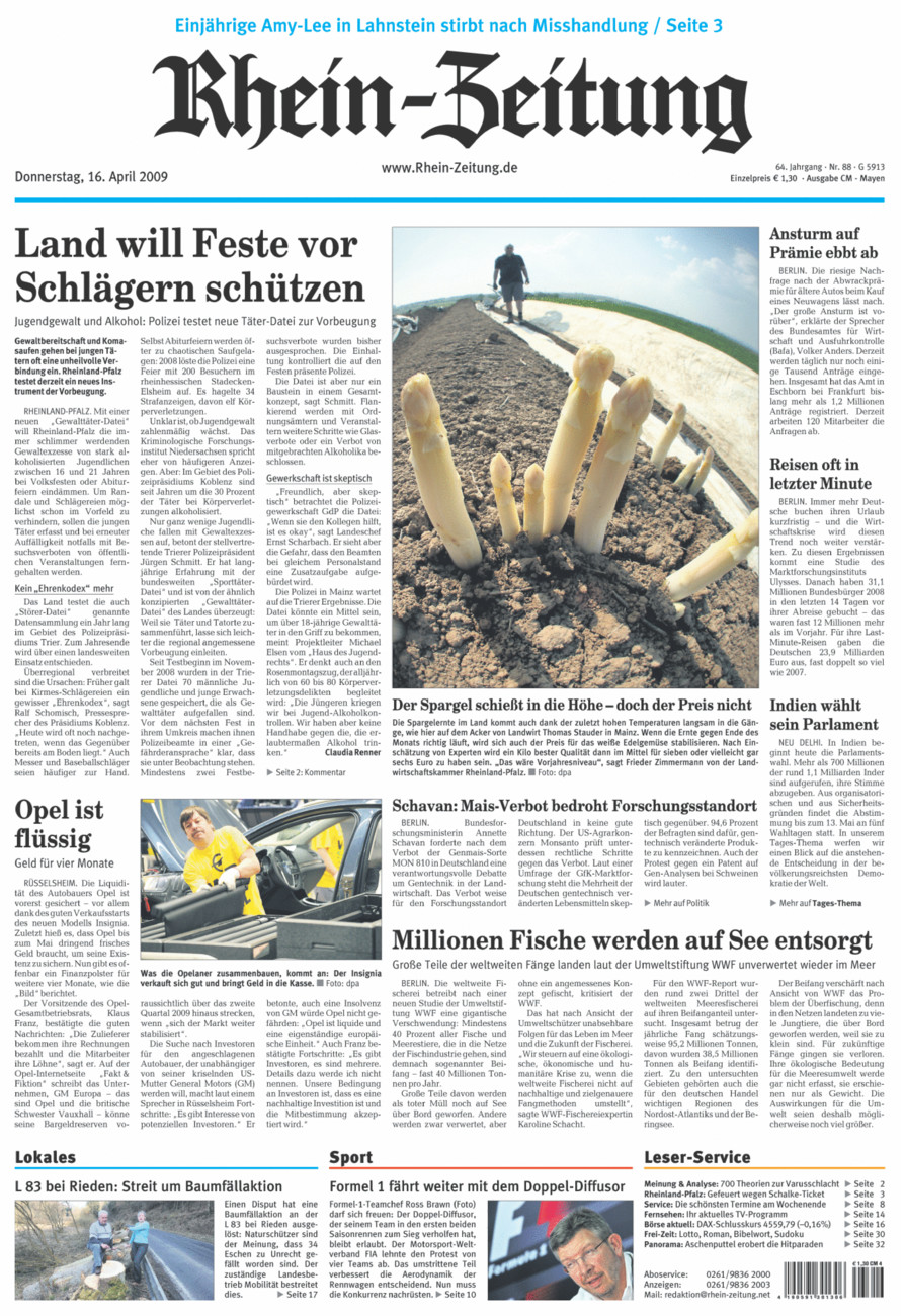Rhein-Zeitung Andernach & Mayen vom Donnerstag, 16.04.2009
