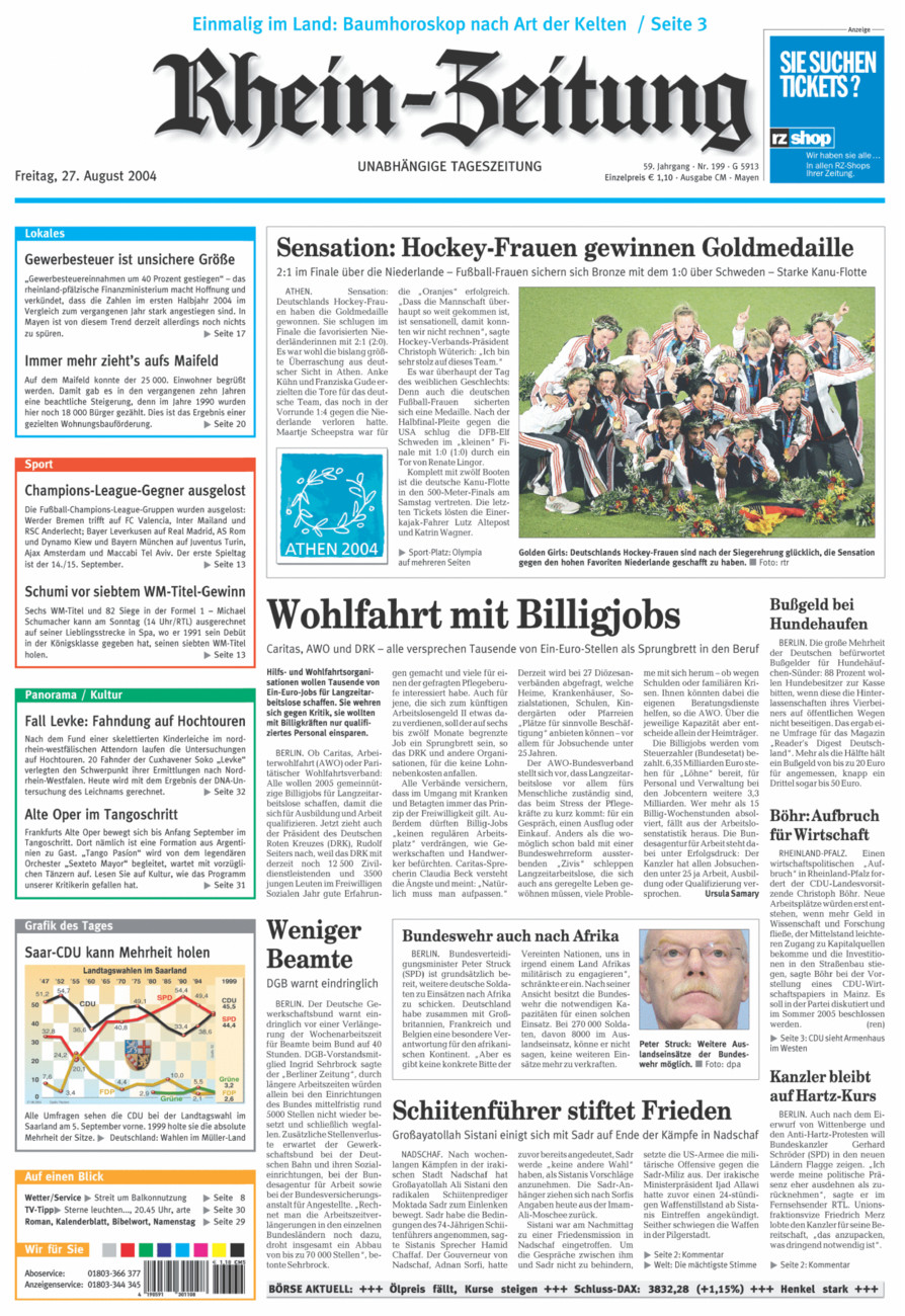 Rhein-Zeitung Andernach & Mayen vom Freitag, 27.08.2004