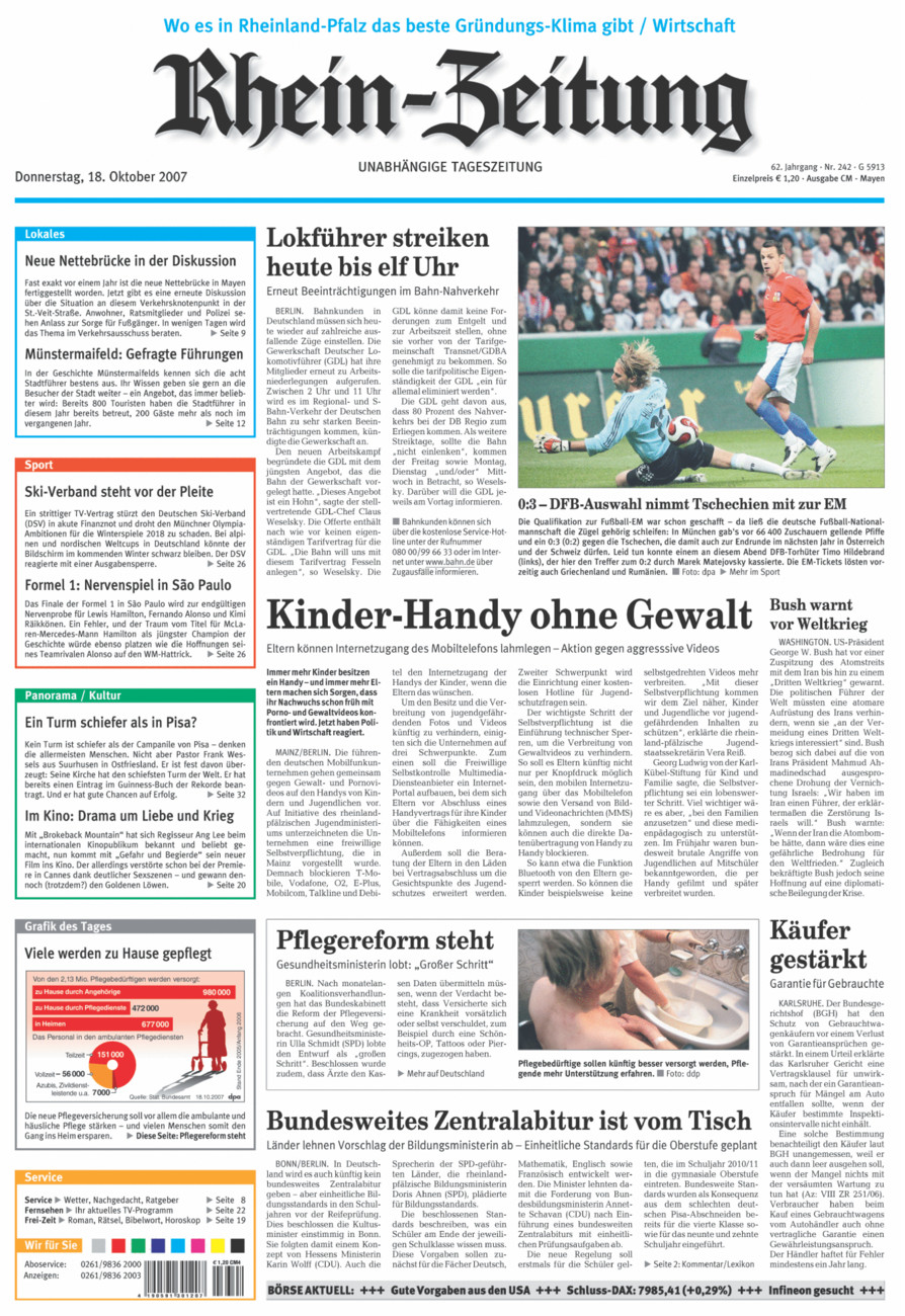 Rhein-Zeitung Andernach & Mayen vom Donnerstag, 18.10.2007