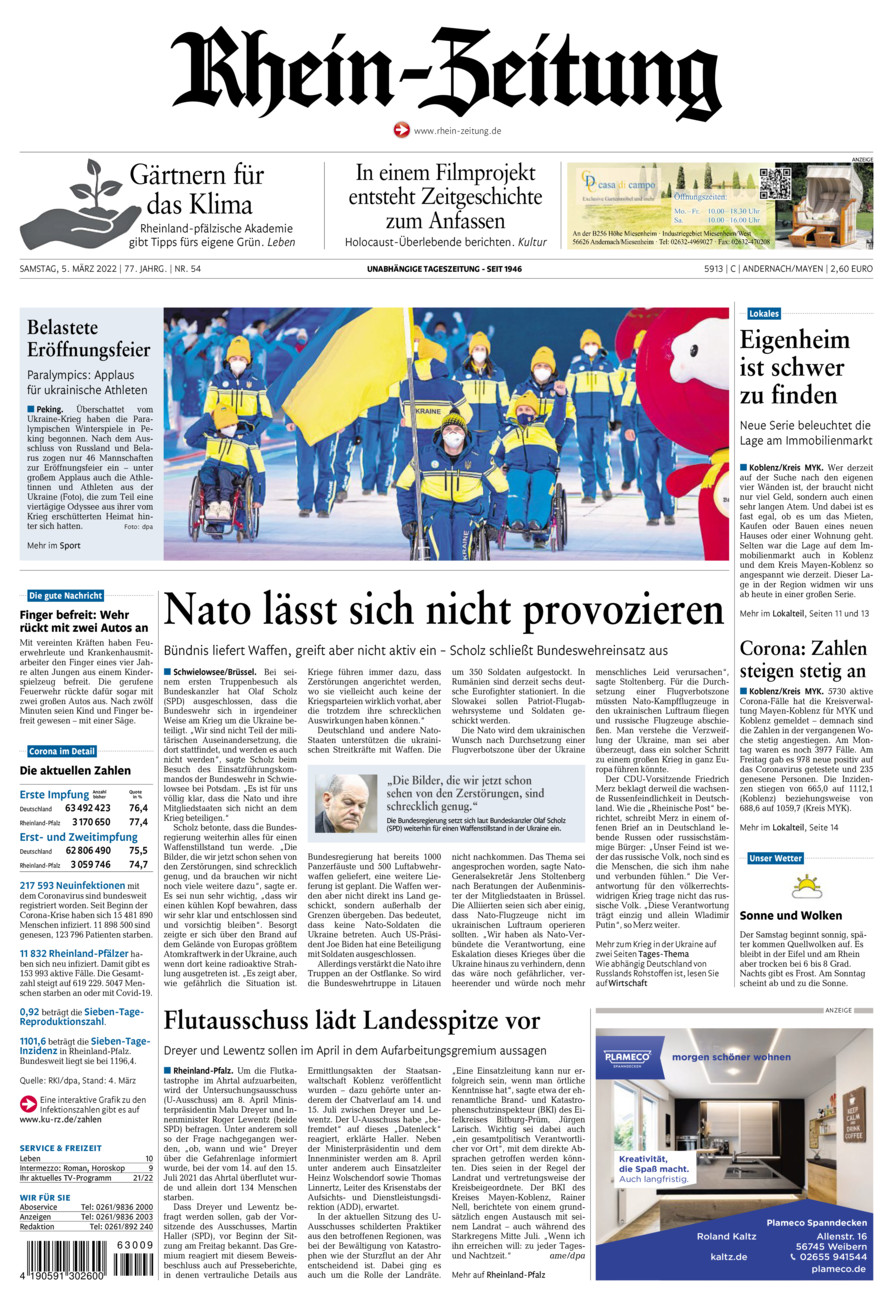 Rhein-Zeitung Andernach & Mayen vom Samstag, 05.03.2022