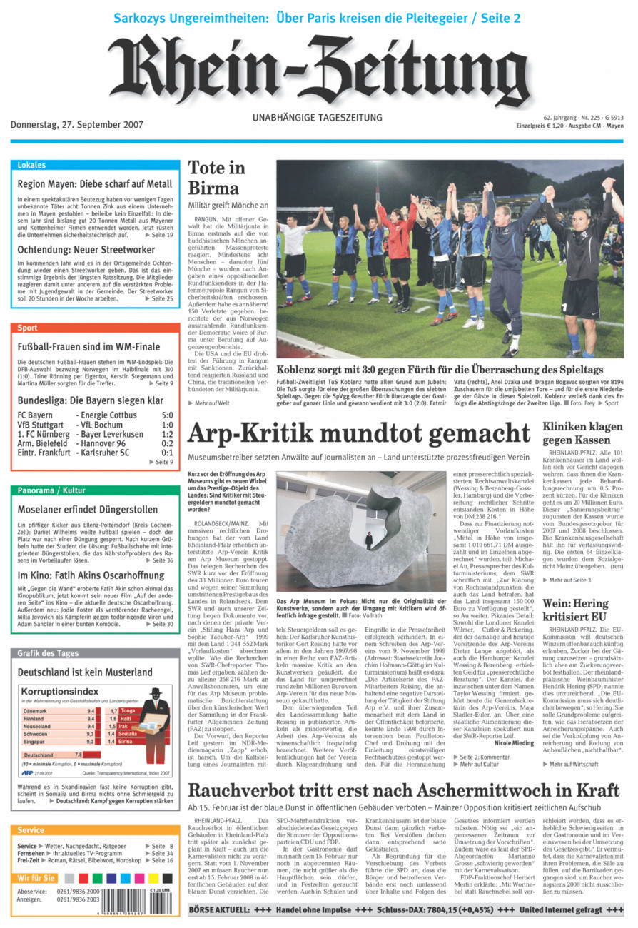 Rhein-Zeitung Andernach & Mayen vom Donnerstag, 27.09.2007