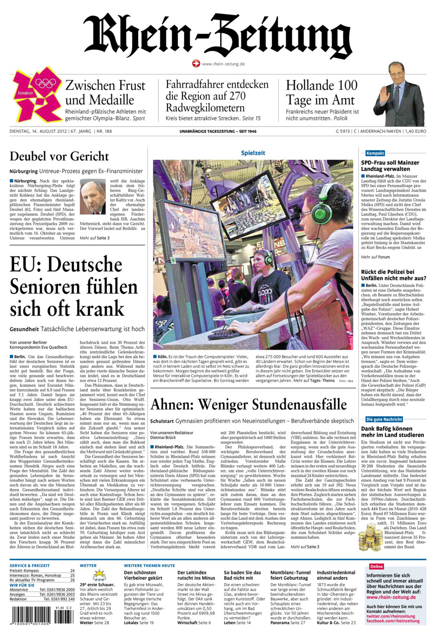 Rhein-Zeitung Andernach & Mayen vom Dienstag, 14.08.2012
