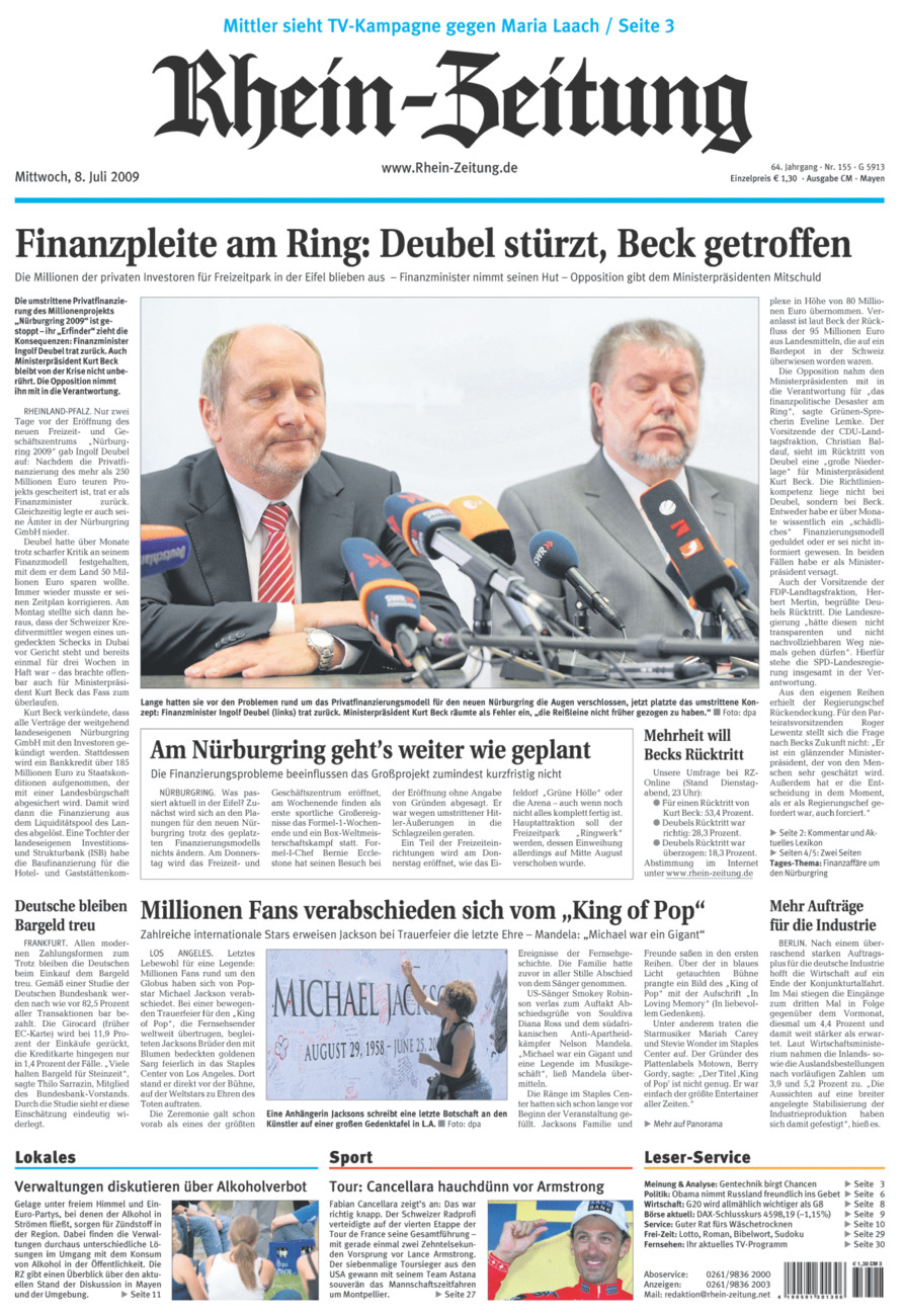 Rhein-Zeitung Andernach & Mayen vom Mittwoch, 08.07.2009