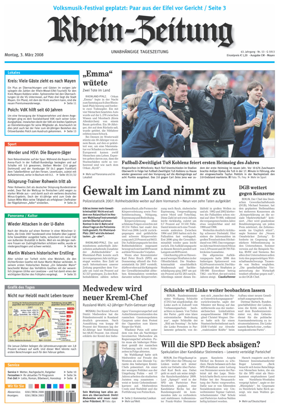 Rhein-Zeitung Andernach & Mayen vom Montag, 03.03.2008