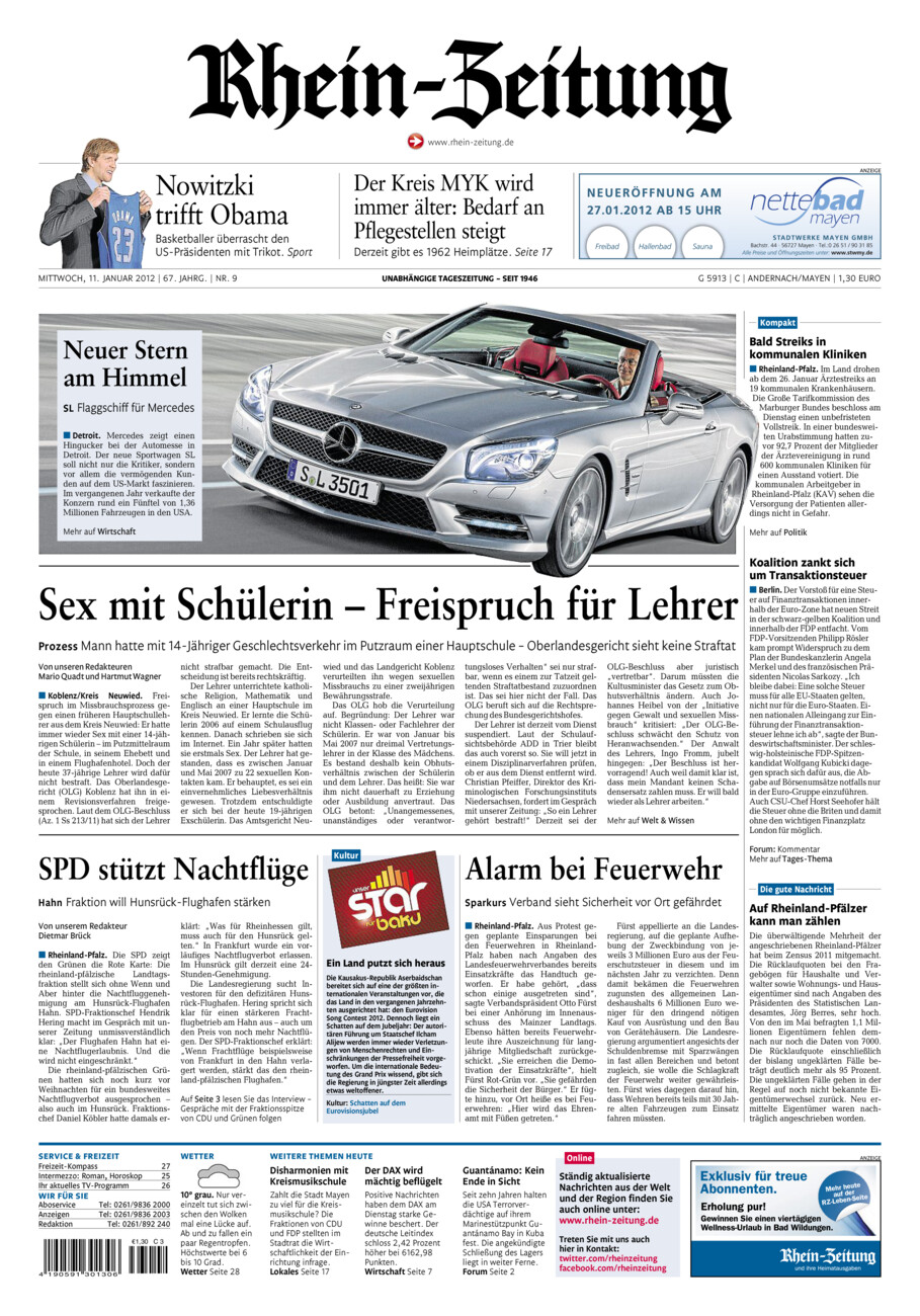 Rhein-Zeitung Andernach & Mayen vom Mittwoch, 11.01.2012