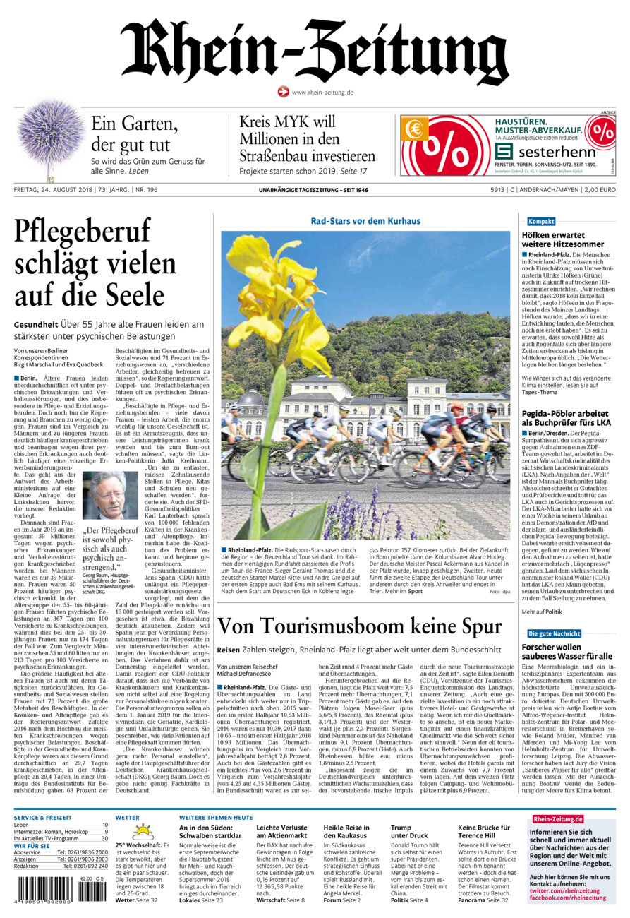 Rhein-Zeitung Andernach & Mayen vom Freitag, 24.08.2018