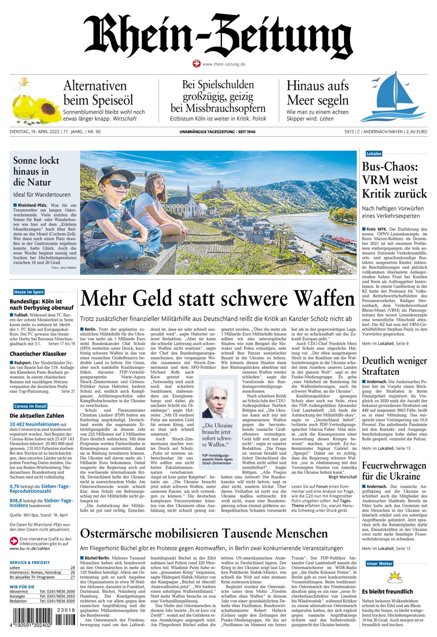 Rhein-Zeitung Andernach & Mayen vom Dienstag, 19.04.2022