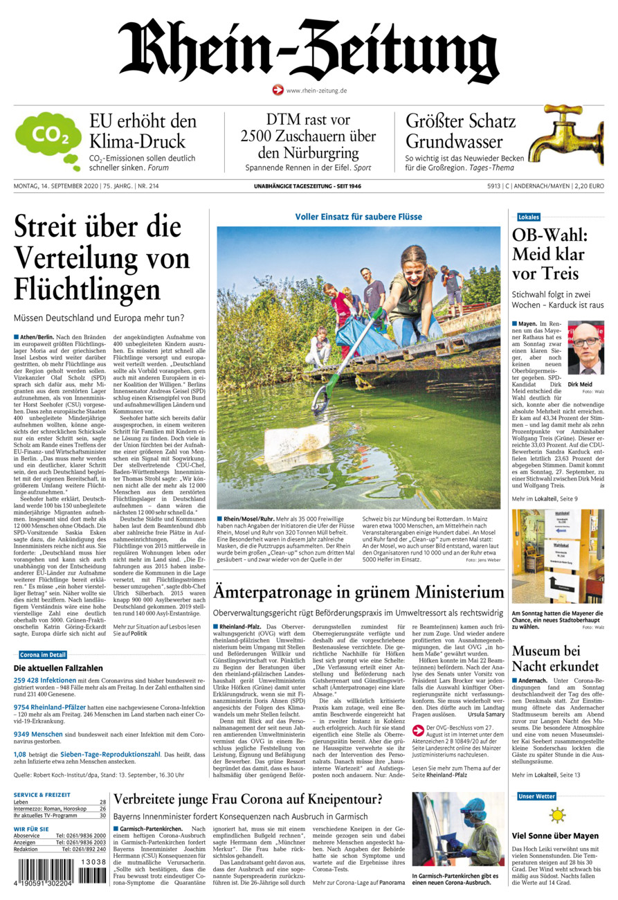 Rhein-Zeitung Andernach & Mayen vom Montag, 14.09.2020