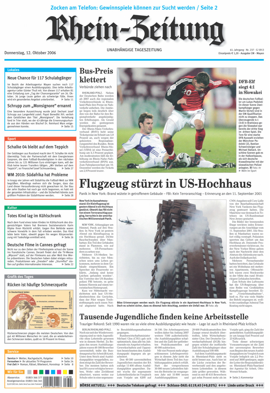 Rhein-Zeitung Andernach & Mayen vom Donnerstag, 12.10.2006